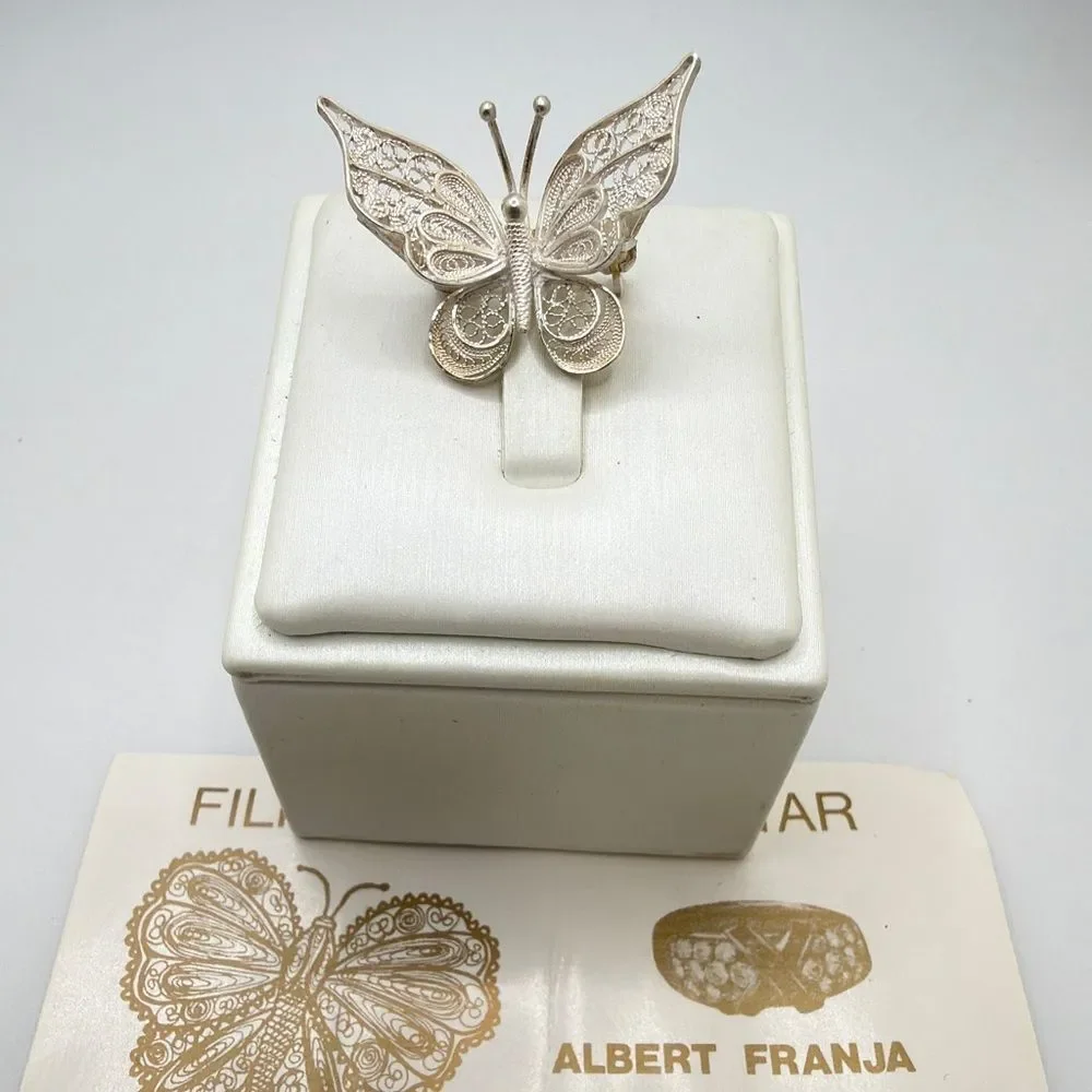 Vintage .999 silver filagree Butterfly brooch/pin!‎